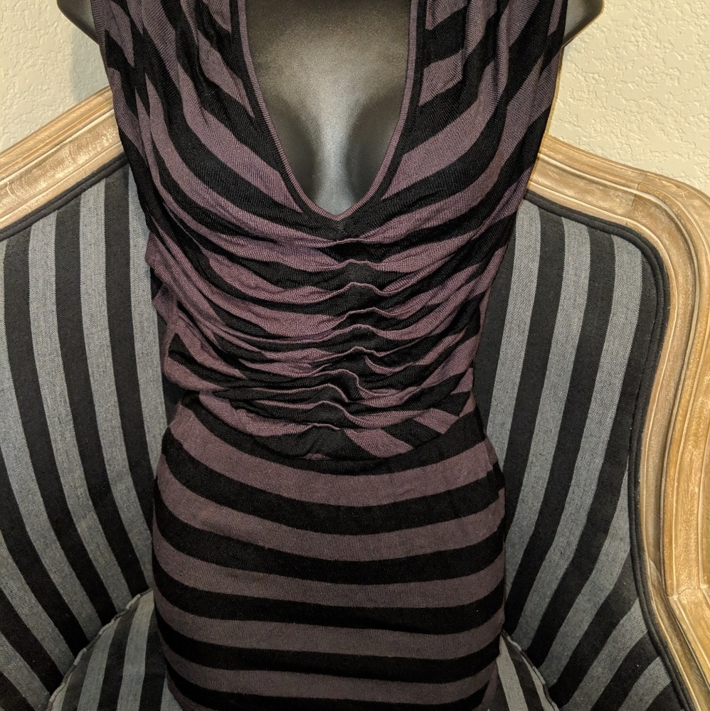 BeBe Striped Ruched Knit Dress S - Picture 2 of 7
